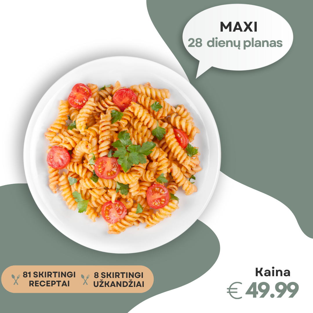 MAXI (28 dienų) rekomendacinis mitybos planas